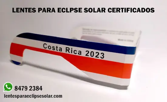 lente para eclipse solar con diseño con los colores de la bandera de Costa Rica